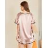 imageEkouaer Satin Pajama Set for Women 2 Piece Silk Pjs Soft Short Sleeve Sleepwear Top with Ruffle Shorts SXXLChampagne