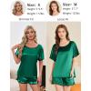 imageEkouaer Satin Pajama Set for Women 2 Piece Silk Pjs Soft Short Sleeve Sleepwear Top with Ruffle Shorts SXXLDeep Green
