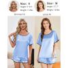 imageEkouaer Satin Pajama Set for Women 2 Piece Silk Pjs Soft Short Sleeve Sleepwear Top with Ruffle Shorts SXXLLight Blue