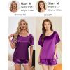 imageEkouaer Satin Pajama Set for Women 2 Piece Silk Pjs Soft Short Sleeve Sleepwear Top with Ruffle Shorts SXXLPurple