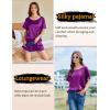 imageEkouaer Satin Pajama Set for Women 2 Piece Silk Pjs Soft Short Sleeve Sleepwear Top with Ruffle Shorts SXXLPurple