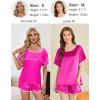 imageEkouaer Satin Pajama Set for Women 2 Piece Silk Pjs Soft Short Sleeve Sleepwear Top with Ruffle Shorts SXXLRose Red