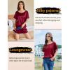 imageEkouaer Satin Pajama Set for Women 2 Piece Silk Pjs Soft Short Sleeve Sleepwear Top with Ruffle Shorts SXXLWine Red