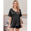 imageEkouaer Satin Pajama Set for Women 2 piece Silky Pj Set Soft Short Sleeve Sleepwear Summer Loungewear SXXLBlack