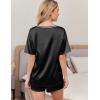 imageEkouaer Satin Pajama Set for Women 2 piece Silky Pj Set Soft Short Sleeve Sleepwear Summer Loungewear SXXLBlack