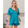 imageEkouaer Satin Pajama Set for Women 2 piece Silky Pj Set Soft Short Sleeve Sleepwear Summer Loungewear SXXLBlue Green