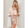 imageEkouaer Satin Pajama Set for Women 2 piece Silky Pj Set Soft Short Sleeve Sleepwear Summer Loungewear SXXLChampagne