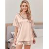 imageEkouaer Satin Pajama Set for Women 2 piece Silky Pj Set Soft Short Sleeve Sleepwear Summer Loungewear SXXLChampagne
