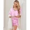 imageEkouaer Satin Pajama Set for Women 2 piece Silky Pj Set Soft Short Sleeve Sleepwear Summer Loungewear SXXLDeep Pink