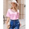 imageEkouaer Satin Pajama Set for Women 2 piece Silky Pj Set Soft Short Sleeve Sleepwear Summer Loungewear SXXLDeep Pink