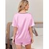 imageEkouaer Satin Pajama Set for Women 2 piece Silky Pj Set Soft Short Sleeve Sleepwear Summer Loungewear SXXLDeep Pink