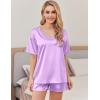 imageEkouaer Satin Pajama Set for Women 2 piece Silky Pj Set Soft Short Sleeve Sleepwear Summer Loungewear SXXLLilac