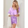 imageEkouaer Satin Pajama Set for Women 2 piece Silky Pj Set Soft Short Sleeve Sleepwear Summer Loungewear SXXLLilac
