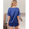 imageEkouaer Satin Pajama Set for Women 2 piece Silky Pj Set Soft Short Sleeve Sleepwear Summer Loungewear SXXLNavy Blue