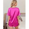 imageEkouaer Satin Pajama Set for Women 2 piece Silky Pj Set Soft Short Sleeve Sleepwear Summer Loungewear SXXLRose Red