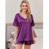 imageEkouaer Satin Pajama Set for Women 2 piece Silky Pj Set Soft Short Sleeve Sleepwear Summer Loungewear SXXLWineberry