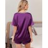 imageEkouaer Satin Pajama Set for Women 2 piece Silky Pj Set Soft Short Sleeve Sleepwear Summer Loungewear SXXLWineberry