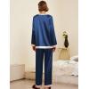 imageEkouaer Sexy Pajamas for Women Satin Pjs Set Two Piece Sleeping Set Long Silk Pajamas SetsNavy BlueXXL