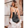 imageEkouaer Silk Pajamas Set for Women Satin Backless Lingerie Pjs Cami Top and Shorts NightwearBlack White Wave Dot