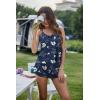 imageEkouaer Silk Pajamas Set for Women Satin Backless Lingerie Pjs Cami Top and Shorts NightwearDark Blue Flowers