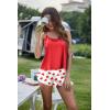 imageEkouaer Silk Pajamas Set for Women Satin Backless Lingerie Pjs Cami Top and Shorts NightwearRed Heart