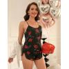 imageEkouaer Silk Pajamas Set for Women Satin Backless Lingerie Pjs Cami Top and Shorts NightwearRed Lips