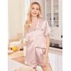 imageEkouaer Silk Satin Pajama Set for Women Soft Short Sleeve Button Down Pj Sets 3 Piece Sleepwear Loungewear SXXLLotus Pink