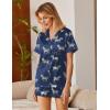 imageEkouaer Silk Satin Pajamas 2 Piece Pajamas for Women Set Button Down PJ Short Sleeve and Shorts Pjs Lounge SetsNavy With Zebra