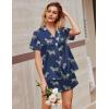 imageEkouaer Silk Satin Pajamas 2 Piece Pajamas for Women Set Button Down PJ Short Sleeve and Shorts Pjs Lounge SetsNavy With Zebra
