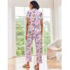 imageEkouaer Silk Satin Pajamas Set Women Short Sleeve Sleepwear Soft Button Down Loungewear Pjs SetCat Print