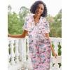 imageEkouaer Silk Satin Pajamas Set Women Short Sleeve Sleepwear Soft Button Down Loungewear Pjs SetCat Print