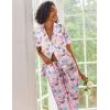 imageEkouaer Silk Satin Pajamas Set Women Short Sleeve Sleepwear Soft Button Down Loungewear Pjs SetCat Print