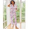imageEkouaer Silk Satin Pajamas Set Women Short Sleeve Sleepwear Soft Button Down Loungewear Pjs SetCat Print