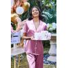 imageEkouaer Silk Satin Pajamas Set Women Short Sleeve Sleepwear Soft Button Down Loungewear Pjs SetGrape