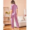 imageEkouaer Silk Satin Pajamas Set Women Short Sleeve Sleepwear Soft Button Down Loungewear Pjs SetGrape