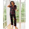 imageEkouaer Silk Satin Pajamas Set Women Short Sleeve Sleepwear Soft Button Down Loungewear Pjs SetLove Lips