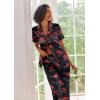 imageEkouaer Silk Satin Pajamas Set Women Short Sleeve Sleepwear Soft Button Down Loungewear Pjs SetLove Lips