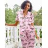 imageEkouaer Silk Satin Pajamas Set Women Short Sleeve Sleepwear Soft Button Down Loungewear Pjs SetPink Leopard