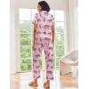 imageEkouaer Silk Satin Pajamas Set Women Short Sleeve Sleepwear Soft Button Down Loungewear Pjs SetPink Leopard