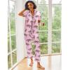 imageEkouaer Silk Satin Pajamas Set Women Short Sleeve Sleepwear Soft Button Down Loungewear Pjs SetPink Leopard