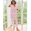 imageEkouaer Silk Satin Pajamas Set Women Short Sleeve Sleepwear Soft Button Down Loungewear Pjs SetPink Monkey