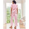 imageEkouaer Silk Satin Pajamas Set Women Short Sleeve Sleepwear Soft Button Down Loungewear Pjs SetPink Monkey