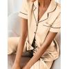 imageEkouaer Silk Satin Pajamas Set Women Short Sleeve Sleepwear Soft Button Down Loungewear Pjs SetPorcini
