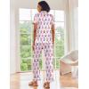 imageEkouaer Silk Satin Pajamas Set Women Short Sleeve Sleepwear Soft Button Down Loungewear Pjs SetPurple Monkey