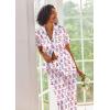 imageEkouaer Silk Satin Pajamas Set Women Short Sleeve Sleepwear Soft Button Down Loungewear Pjs SetPurple Monkey