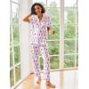 imageEkouaer Silk Satin Pajamas Set Women Short Sleeve Sleepwear Soft Button Down Loungewear Pjs SetPurple Monkey