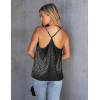 imageEkouaer Silk Tank Top for Women Mesh V Neck Satin Camisole Silky Sleeveless Tank Cami ShirtBlack Leopard