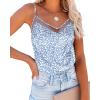 imageEkouaer Silk Tank Top for Women Mesh V Neck Satin Camisole Silky Sleeveless Tank Cami ShirtBlue Flowers