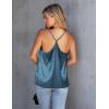 imageEkouaer Silk Tank Top for Women Mesh V Neck Satin Camisole Silky Sleeveless Tank Cami ShirtBlue Leopard
