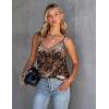 imageEkouaer Silk Tank Top for Women Mesh V Neck Satin Camisole Silky Sleeveless Tank Cami ShirtBrown Leaf
